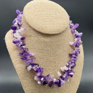 Raw Amethyst Chip Necklace 16-18”